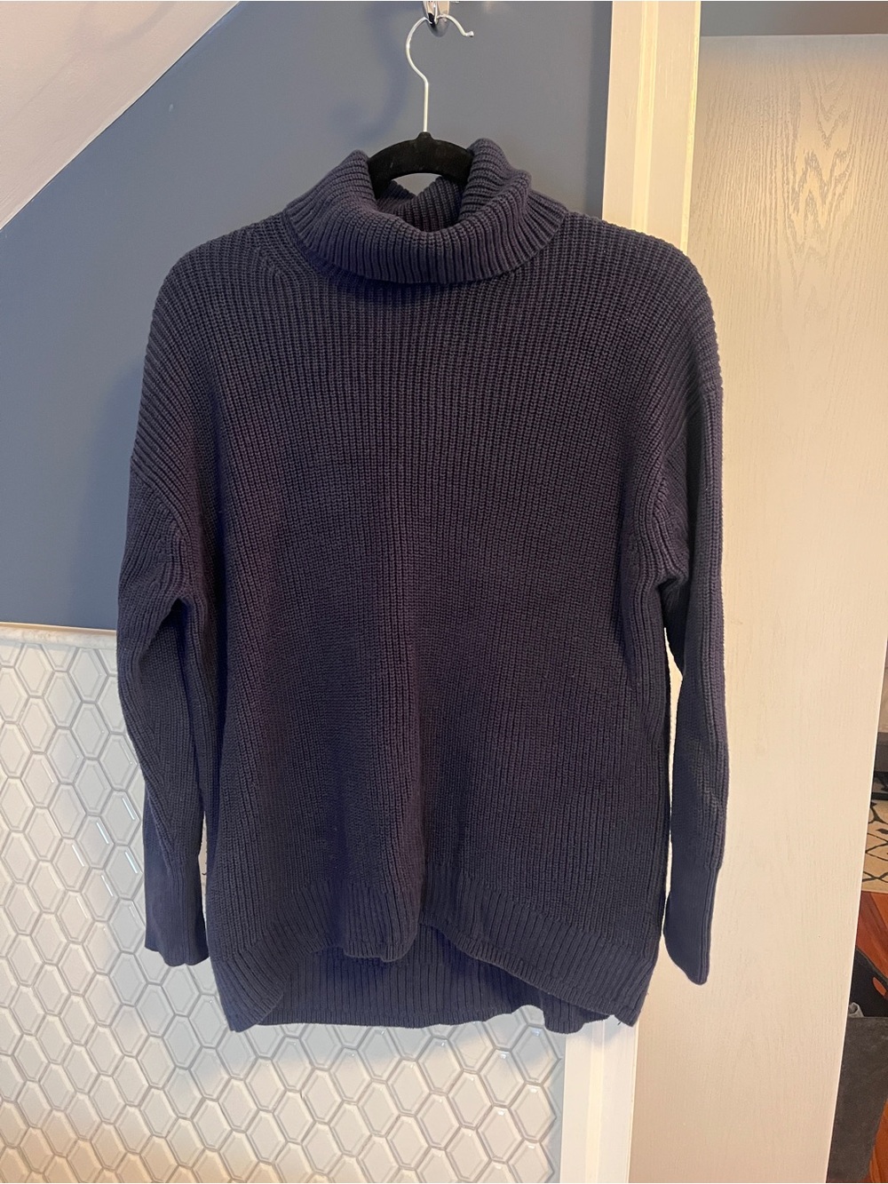 J. Crew Navy Cotton Ribbed Turtleneck Sweater